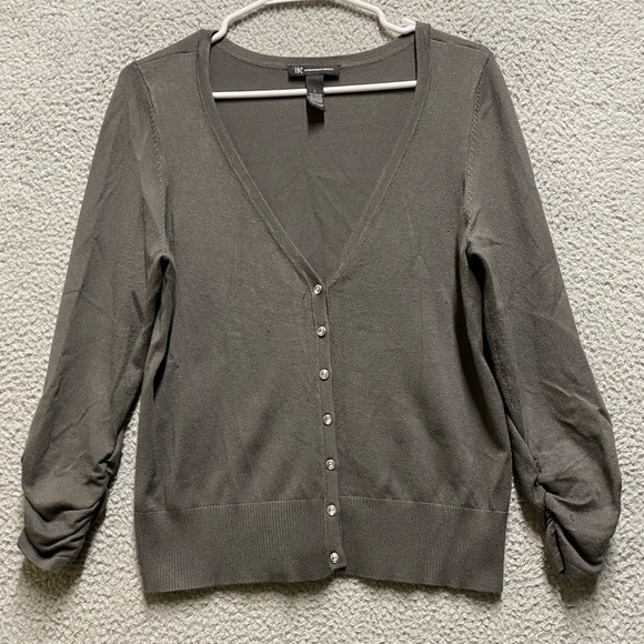 INC Cardigan Womens Large Gray Long  Sleeve Button Up Sweater - Picture 1 of 9
